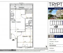 Appartement 2 pi&egrave;ce(s)  34 m2